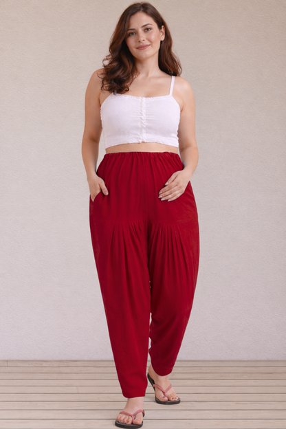 Maroon Easy Fit Cotton Maternity Salwar