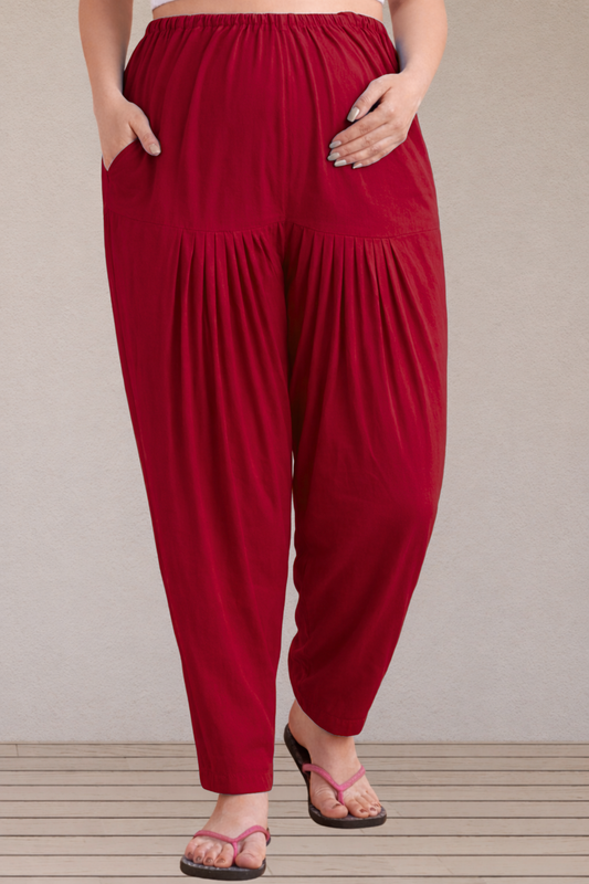 Maroon Easy Fit Cotton Maternity Salwar