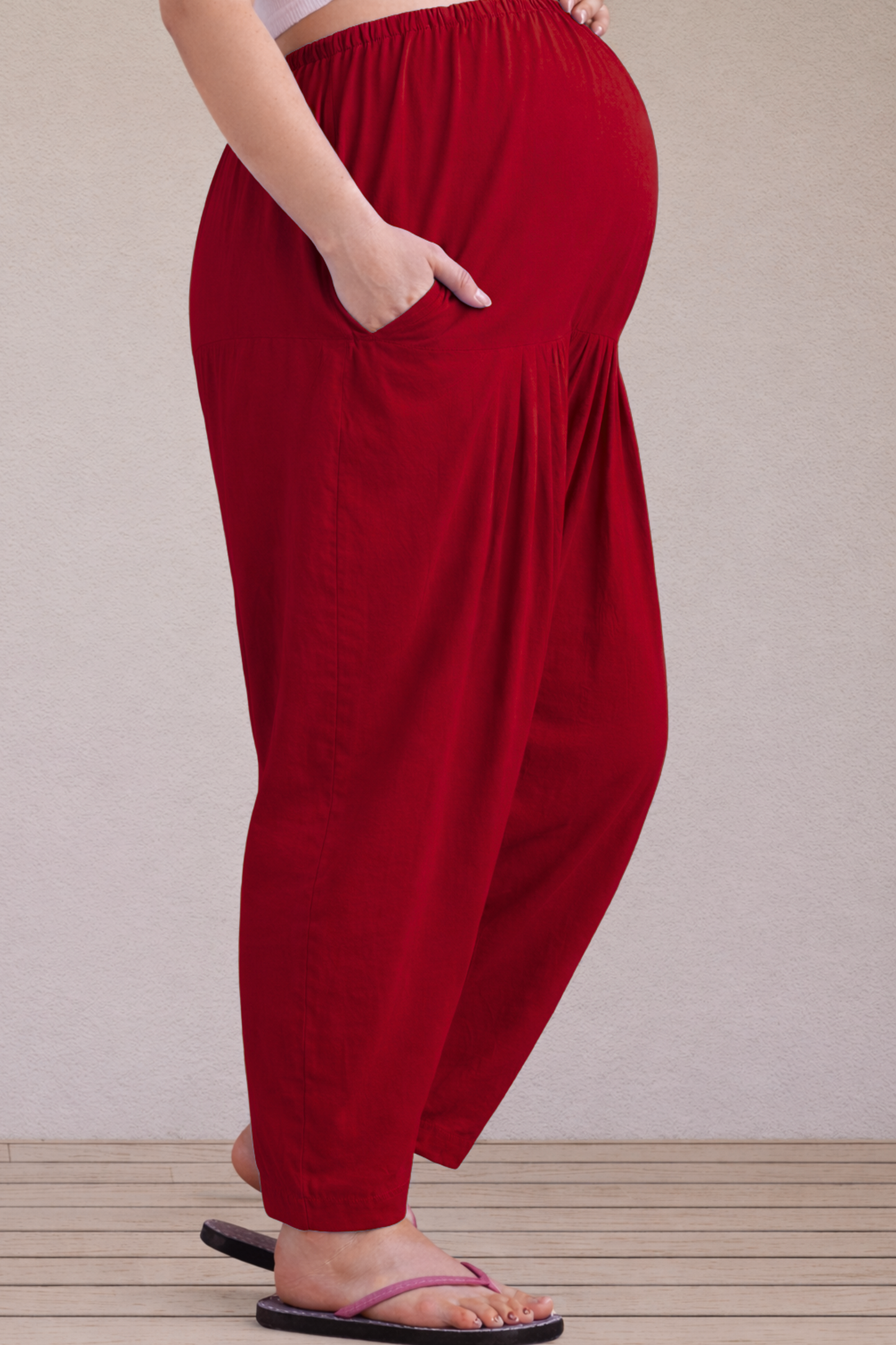 Maroon Easy Fit Cotton Maternity Salwar