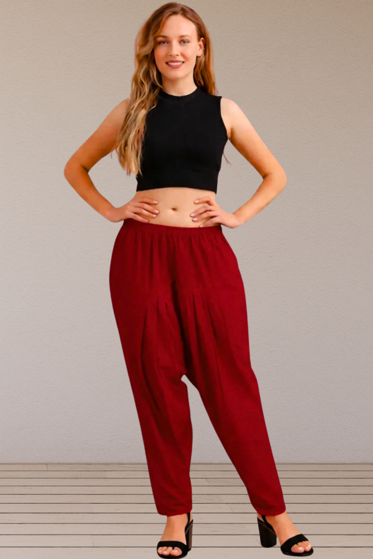 Maroon Easy Fit Cotton Salwar