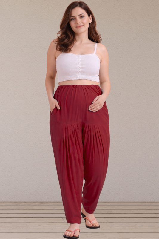Maroon Easy Fit Rayon Maternity Salwar