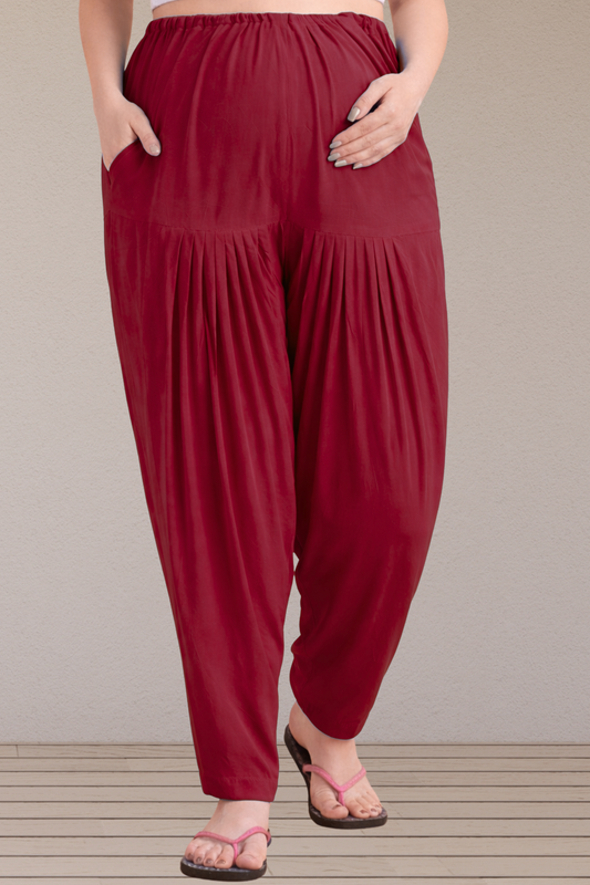 Maroon Easy Fit Rayon Maternity Salwar