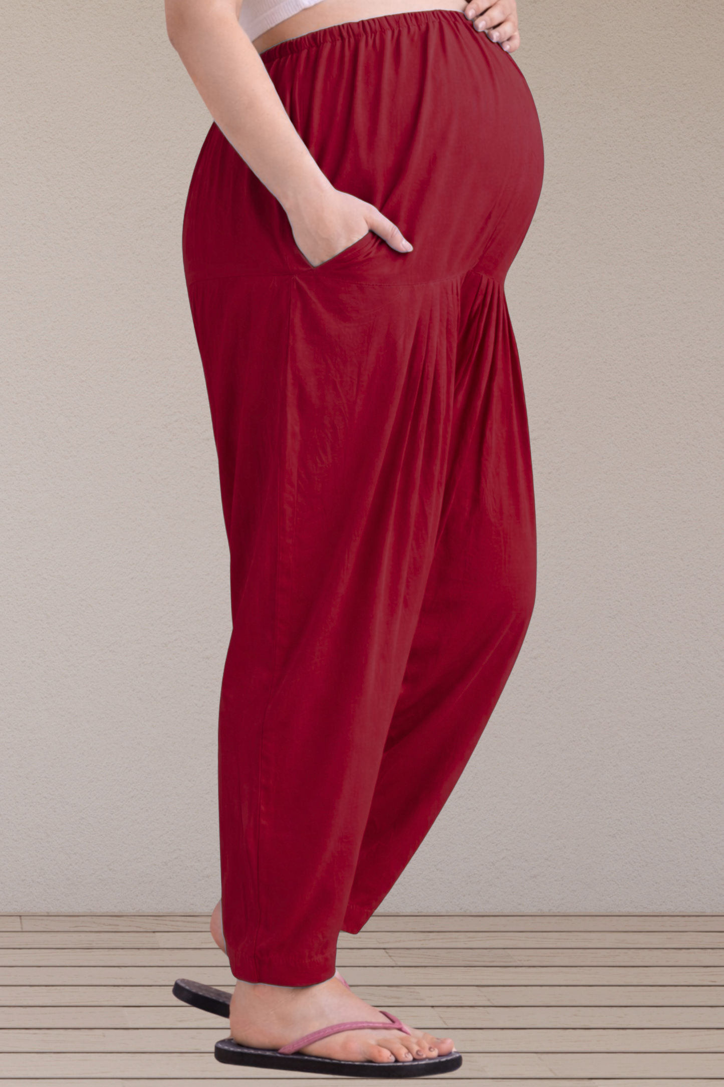 Maroon Easy Fit Rayon Maternity Salwar