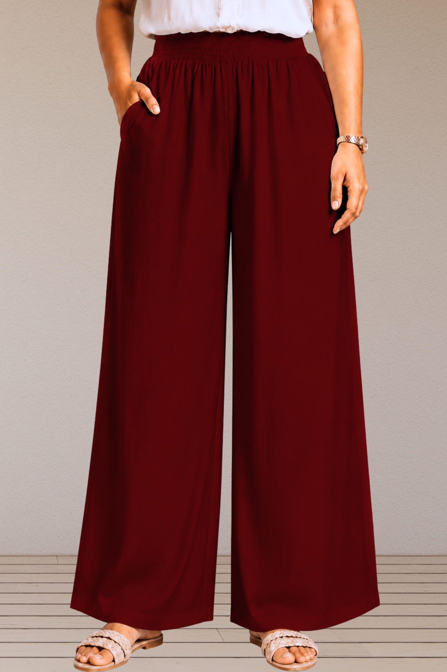 Maroon Flared Palazzo Pant