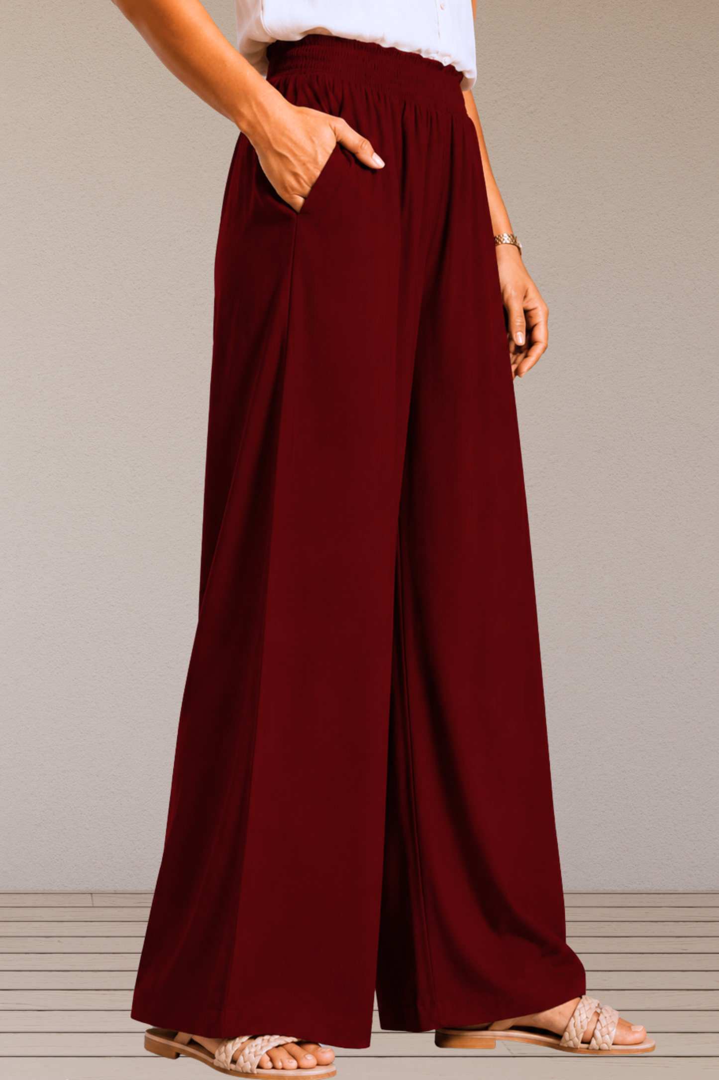 Maroon Flared Palazzo Pant