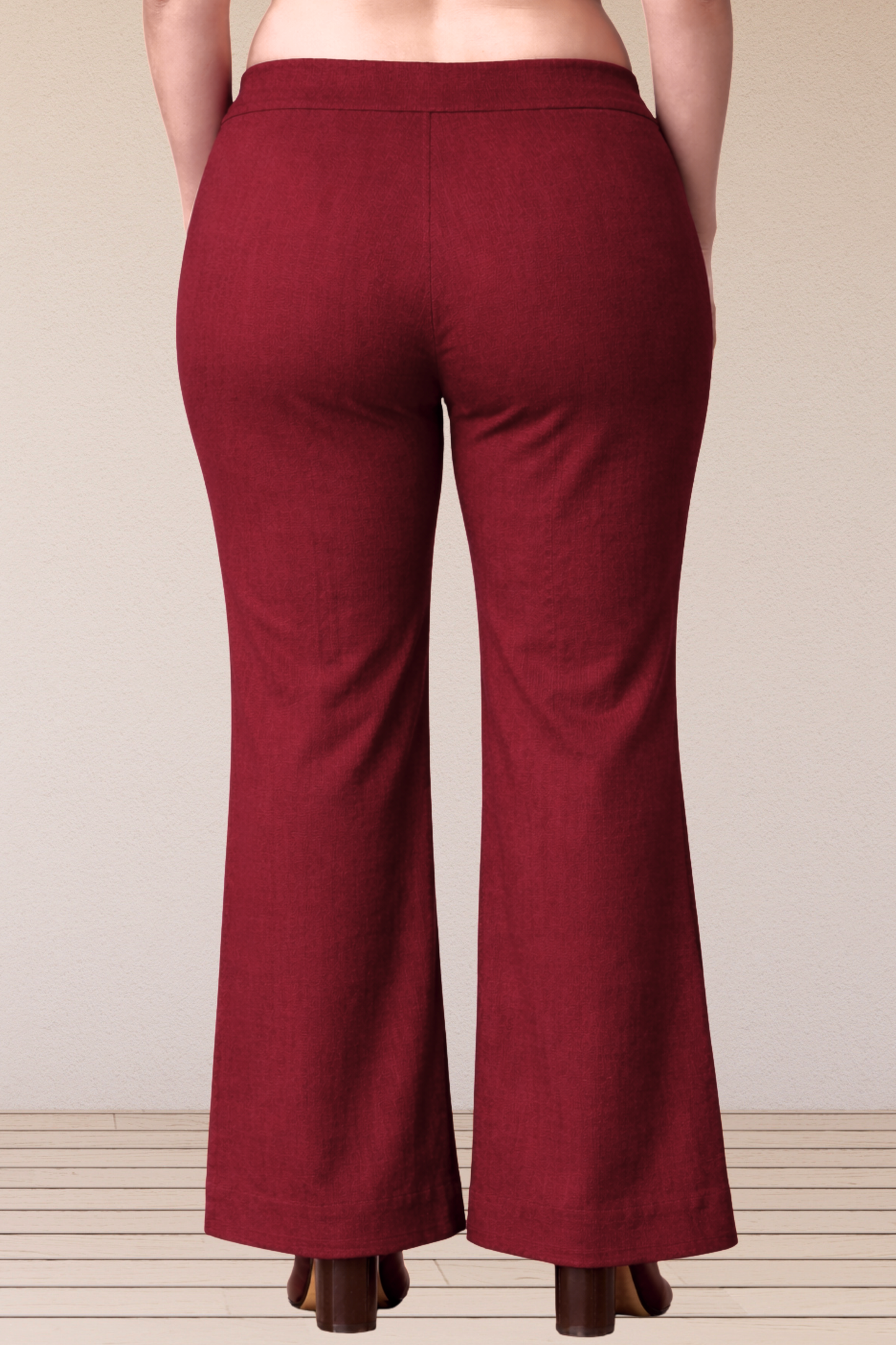 Maroon Flared Slub Pants