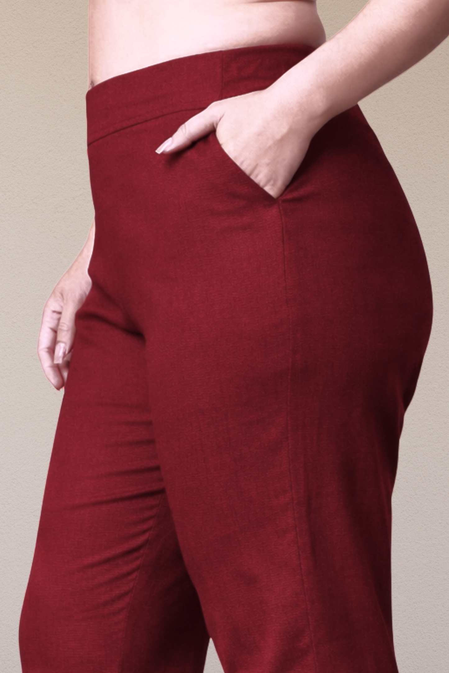 Maroon Flared Slub Pants