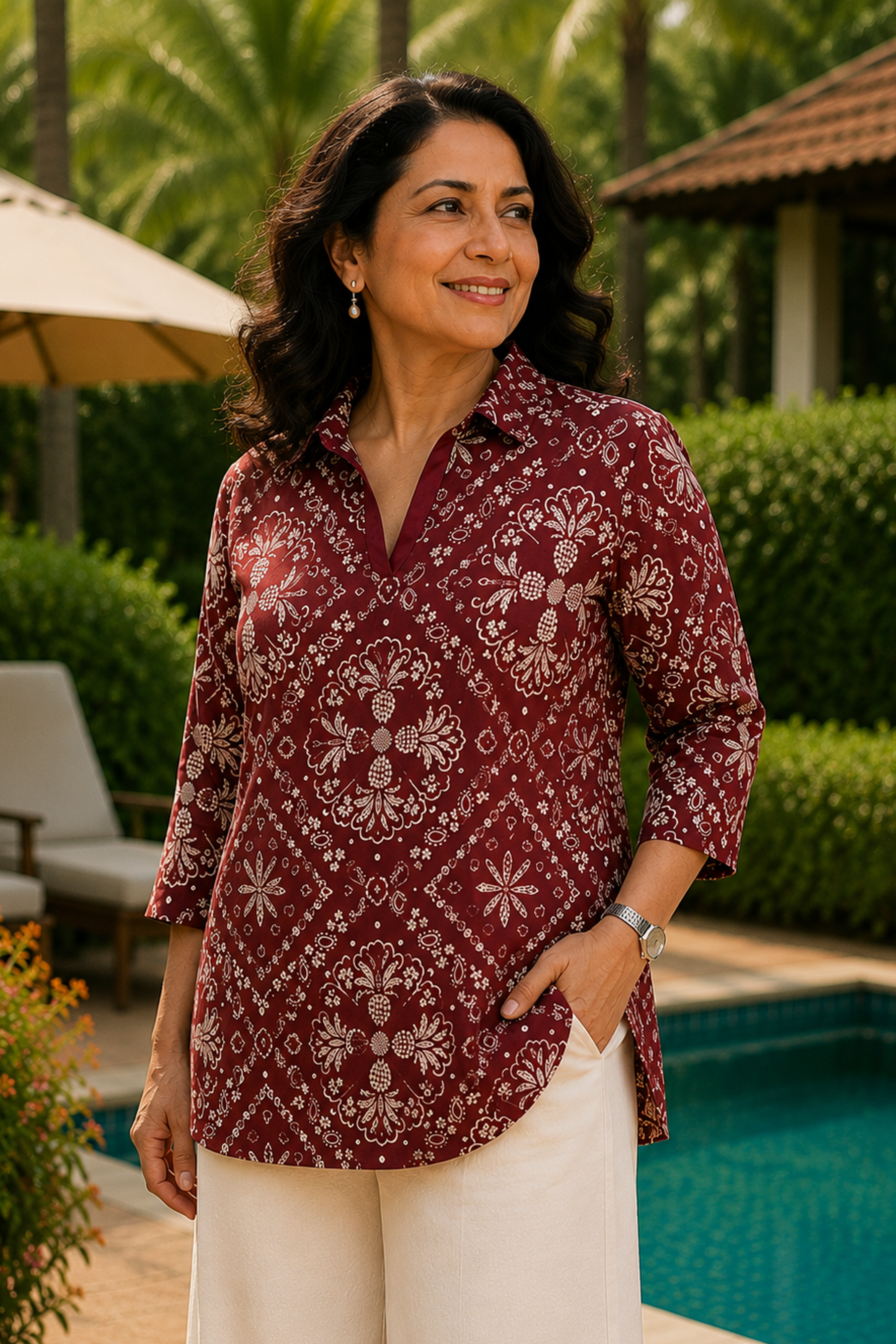 Maroon Heritage Short Kurta