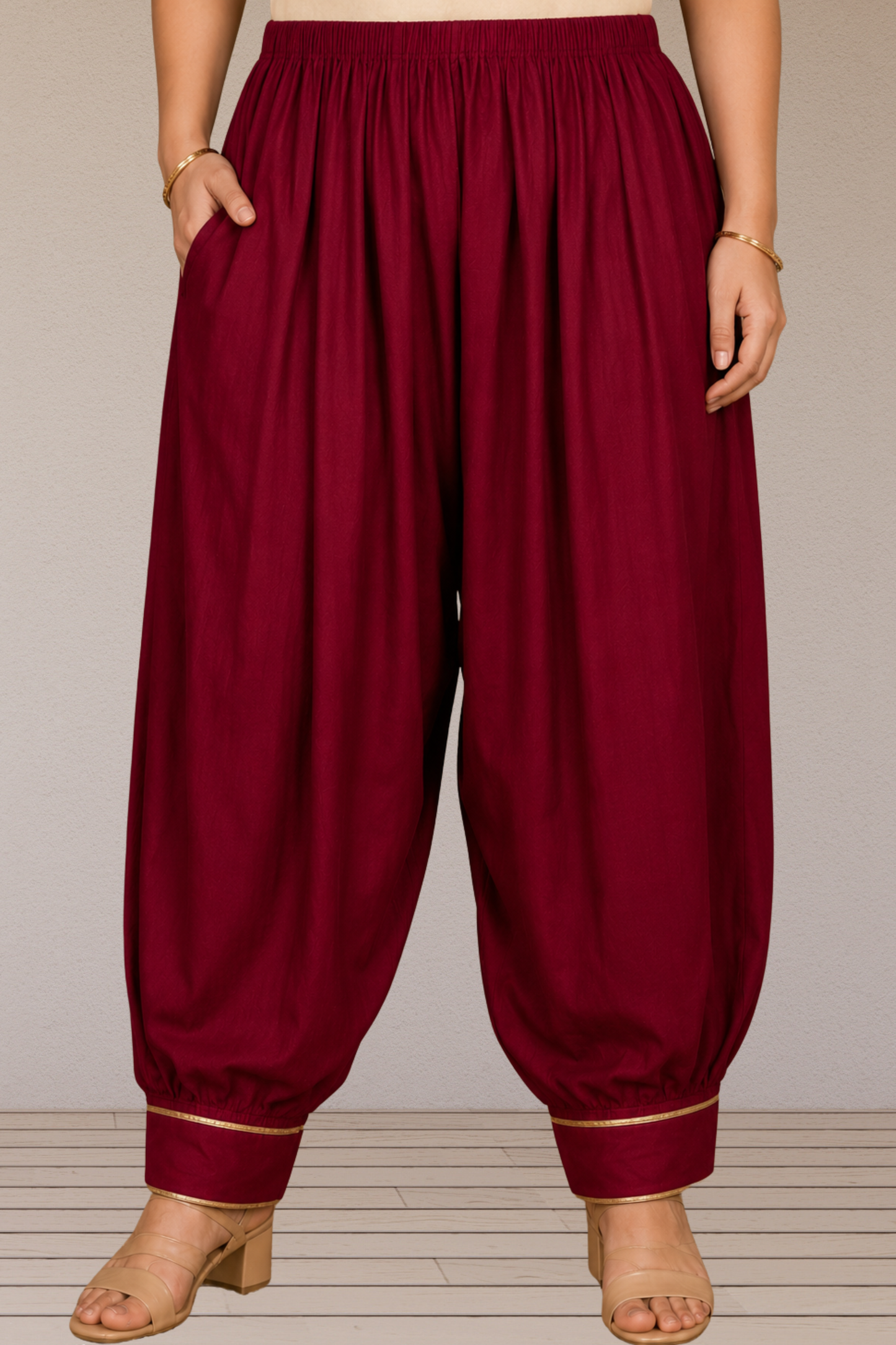 Maroon Lace Hem Afghani Salwar