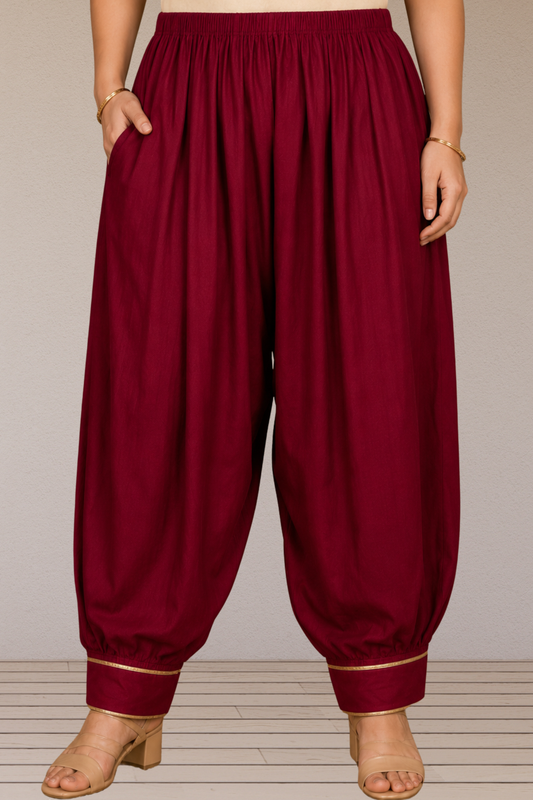 Maroon Lace Hem Afghani Salwar