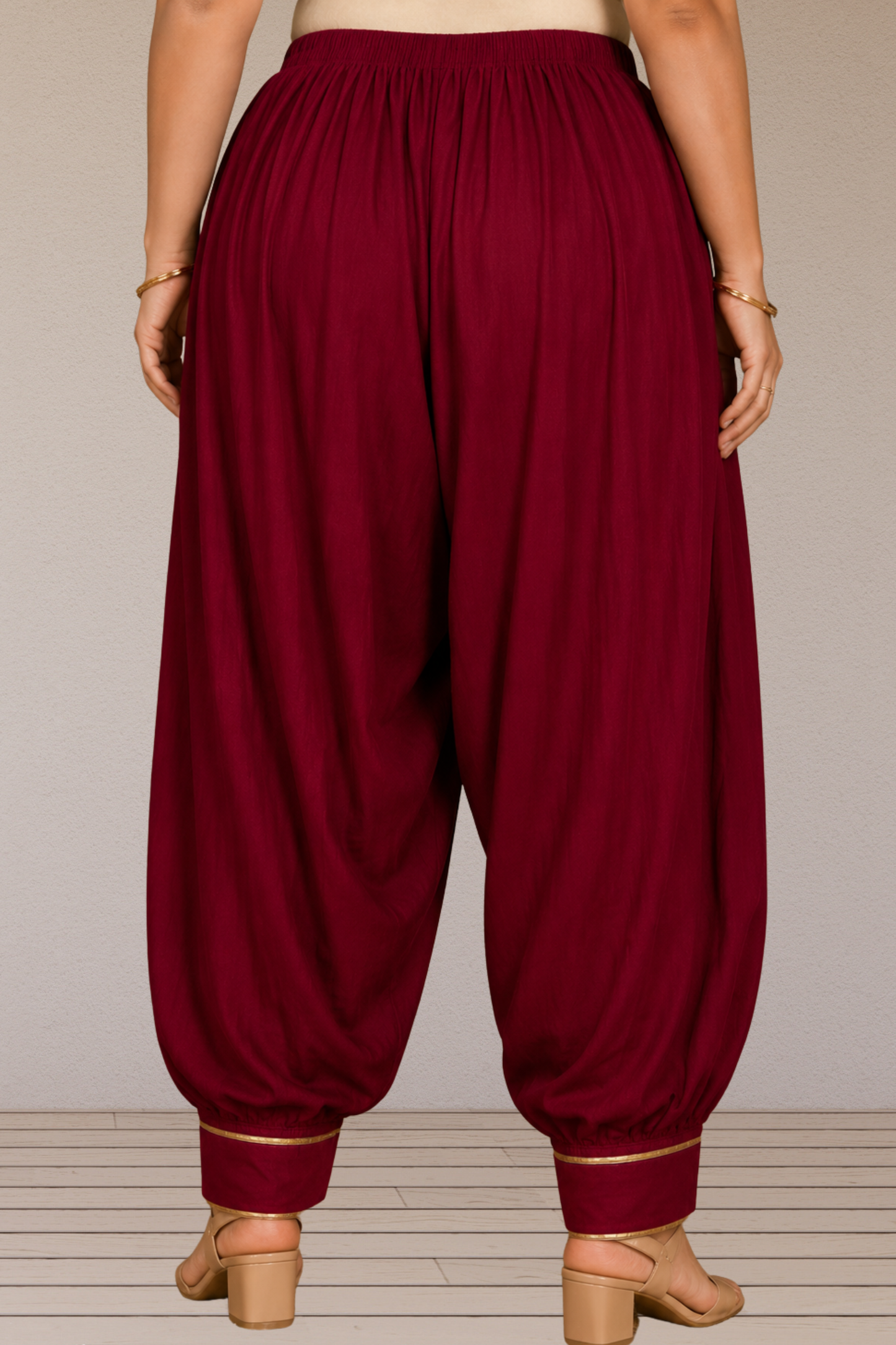 Maroon Lace Hem Afghani Salwar