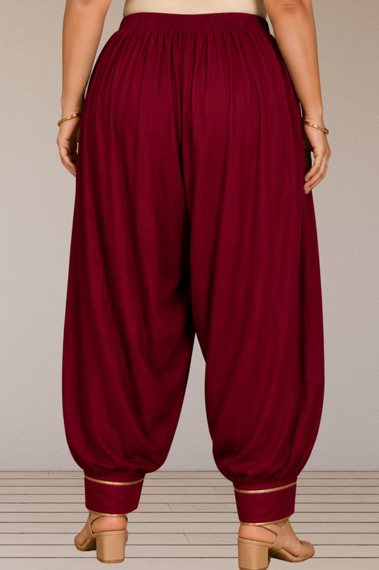 Maroon Lace Hem Afghani Salwar