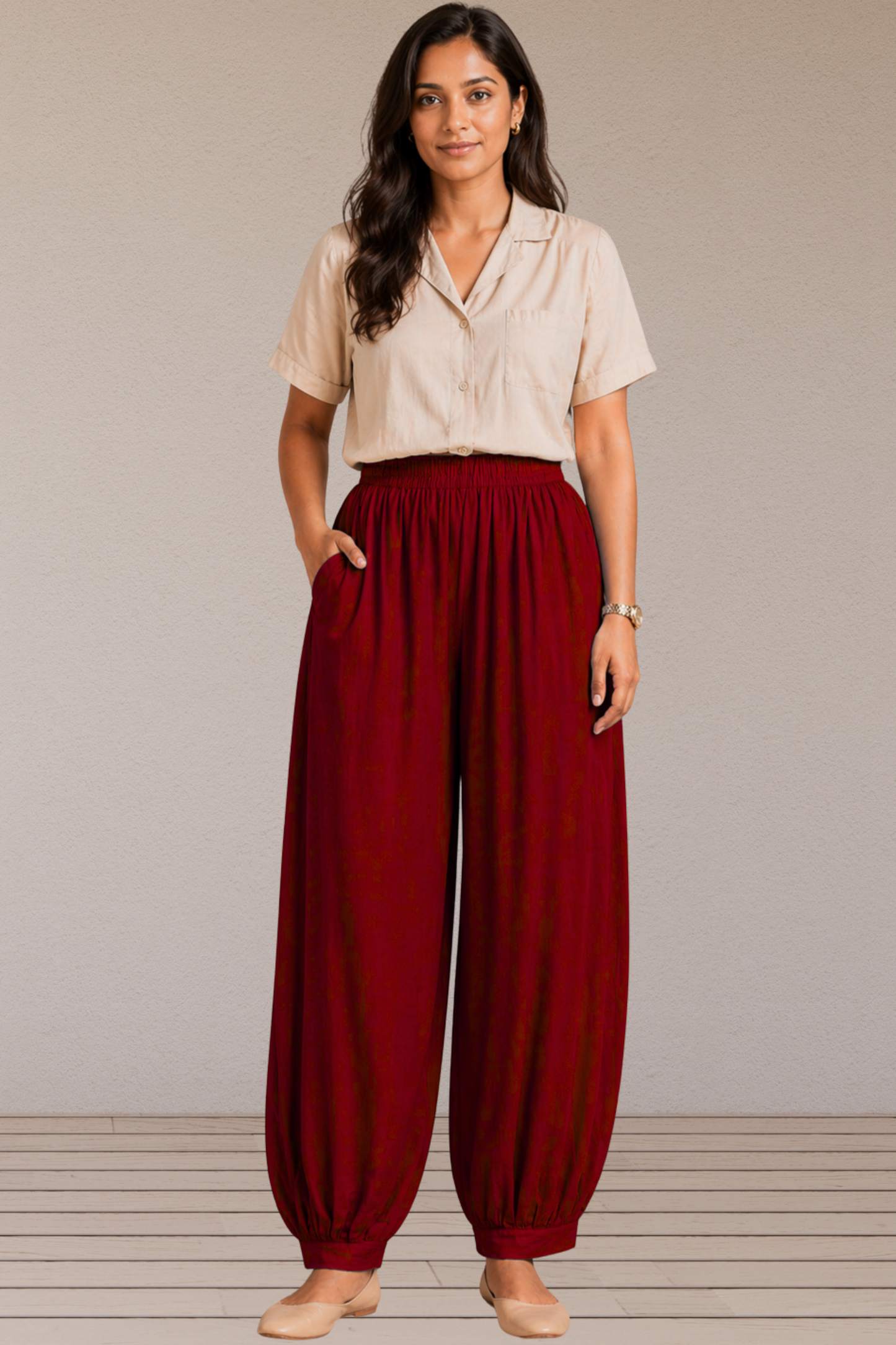 Maroon Rayon Afghani Pants
