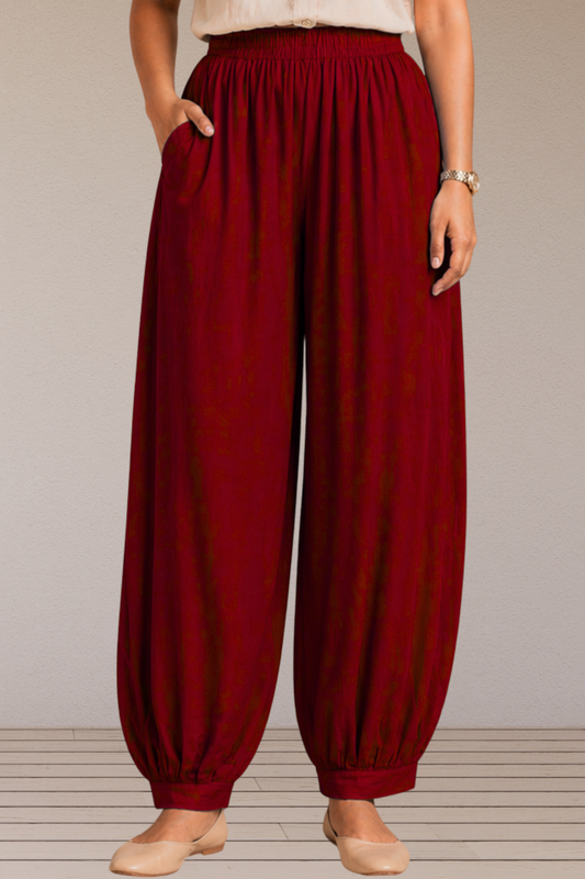 Maroon Rayon Afghani Pants