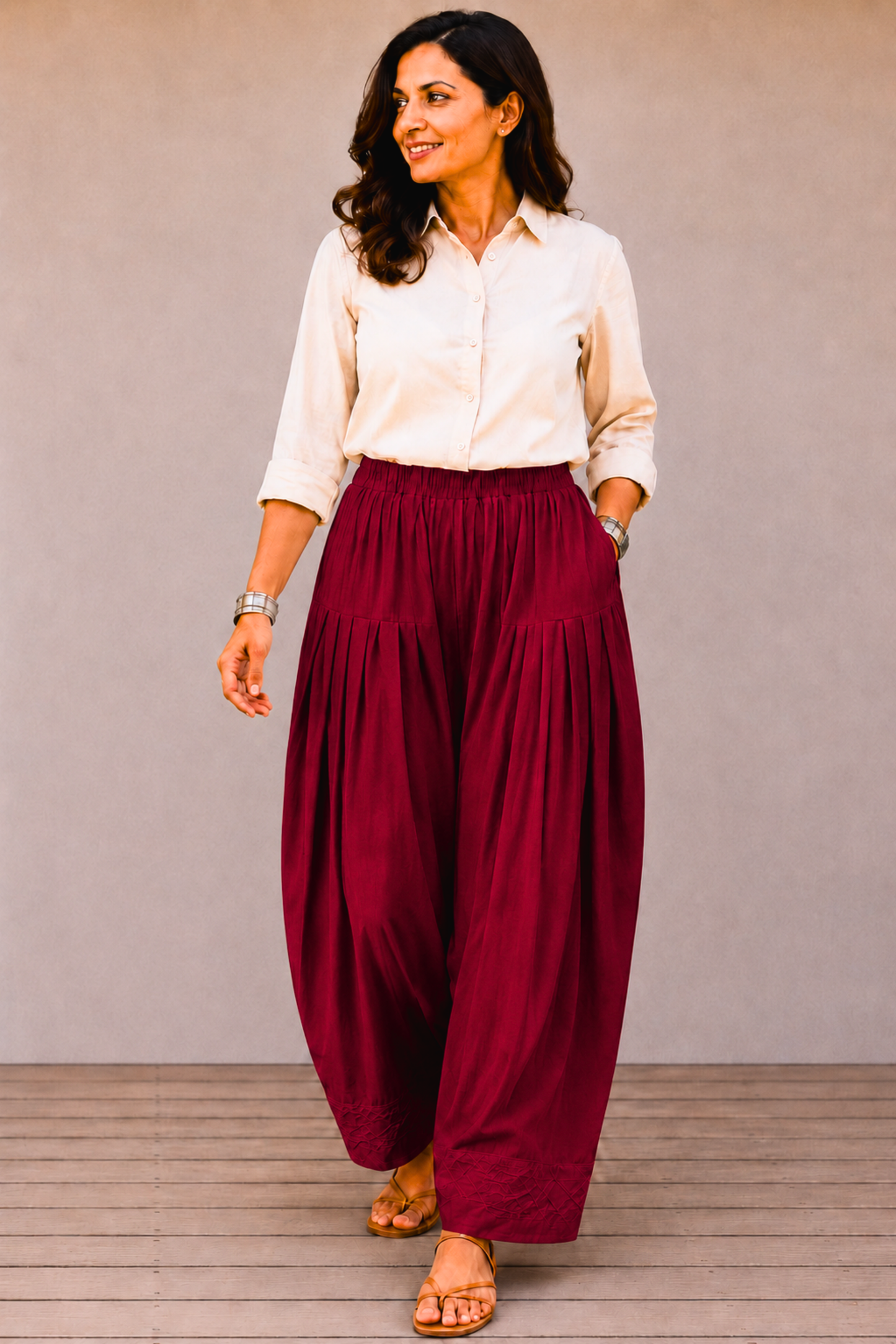 Maroon Rayon Farshi Salwar