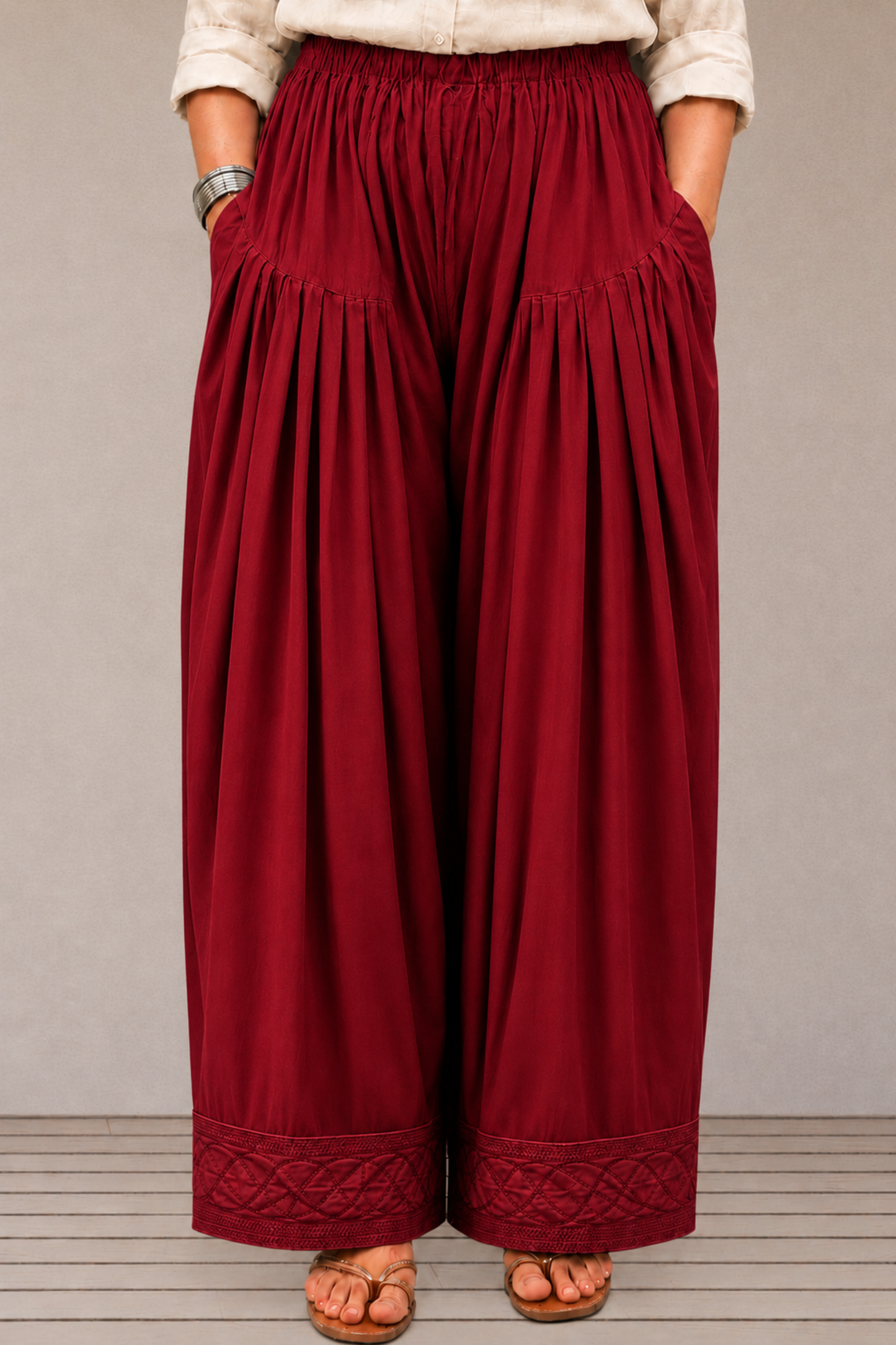 Maroon Rayon Farshi Salwar