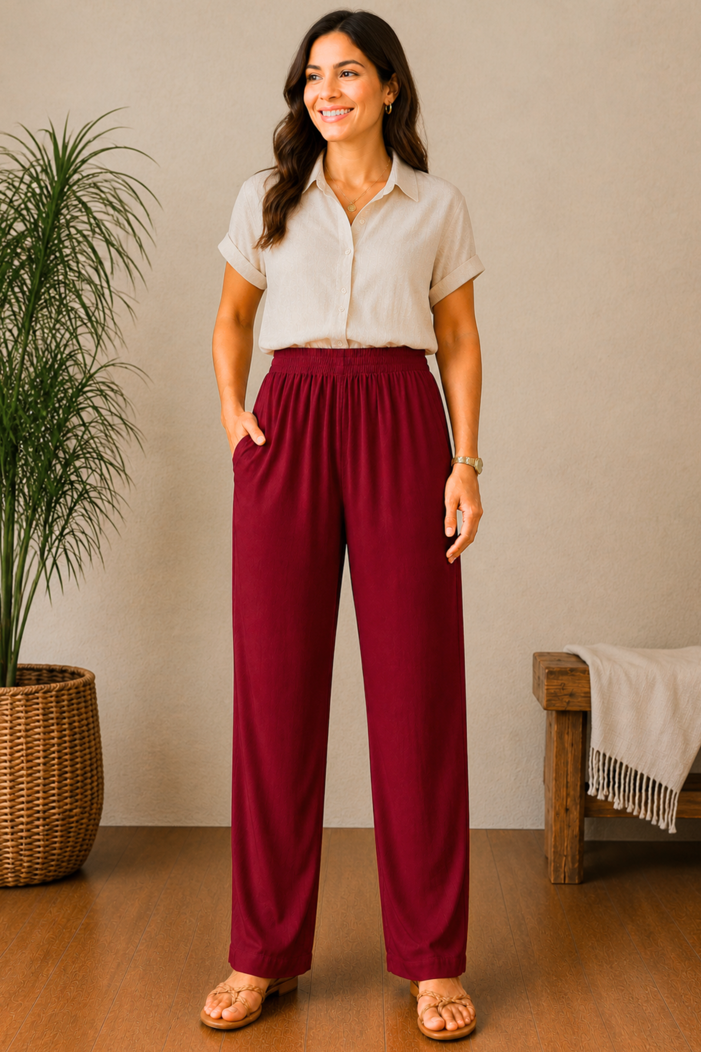 Maroon Rayon Kurti Pant