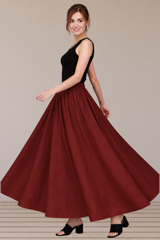 Maroon Rayon Long Skirt