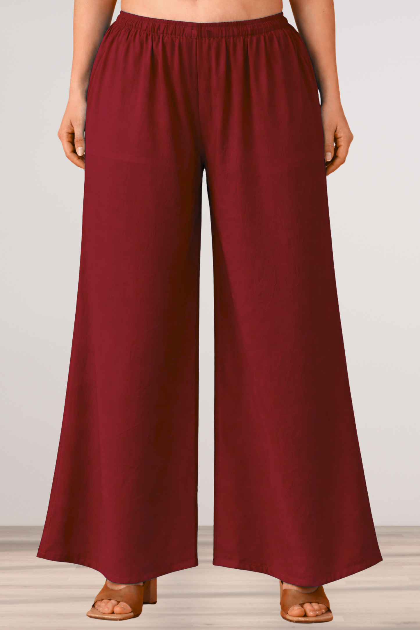 Maroon Rayon Loose Palazzo