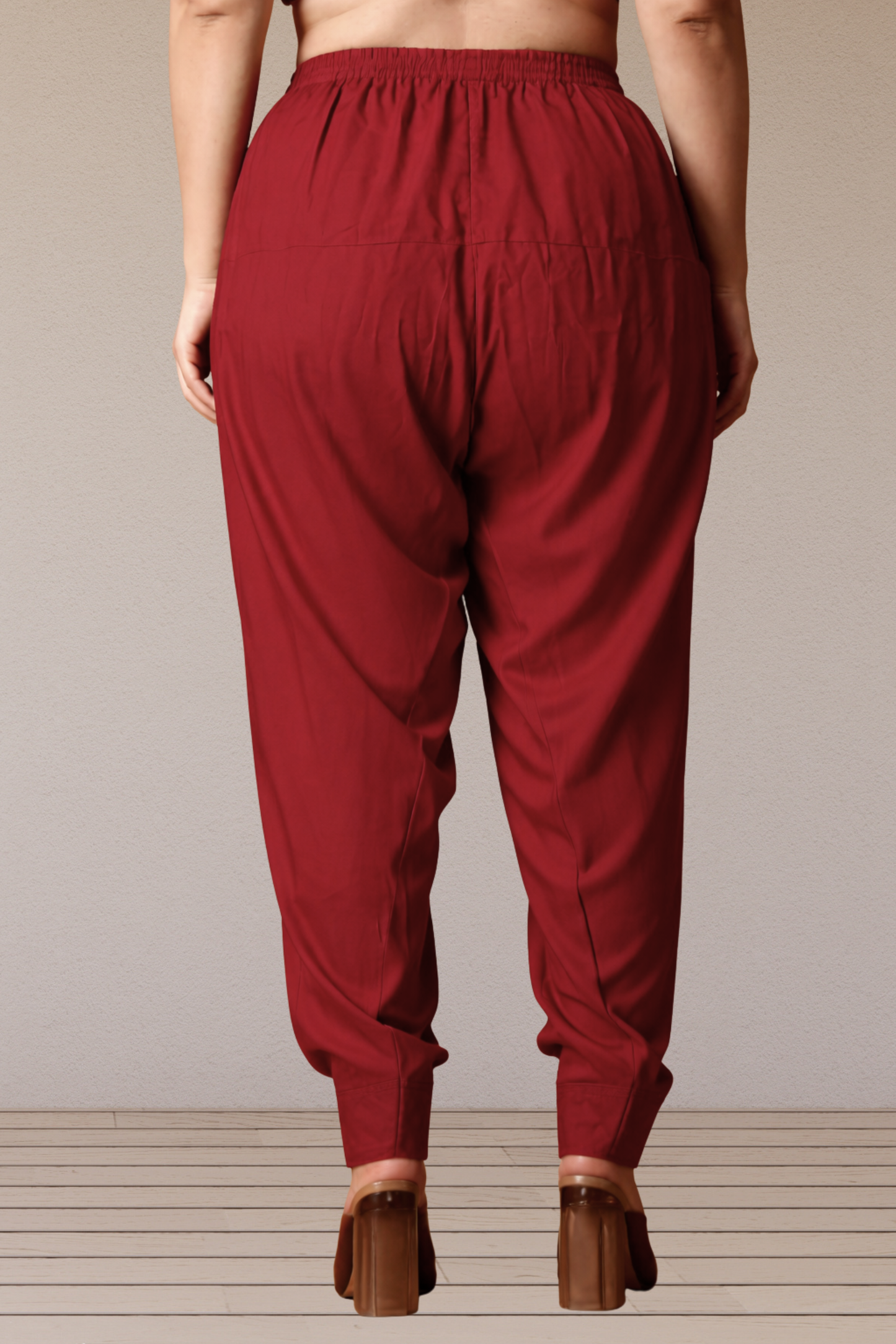 Maroon Rayon Pleated Salwar