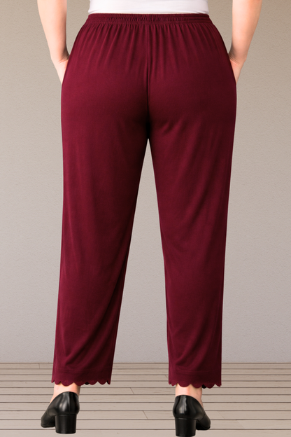 Maroon Scallop Cut Cotton Palazzo