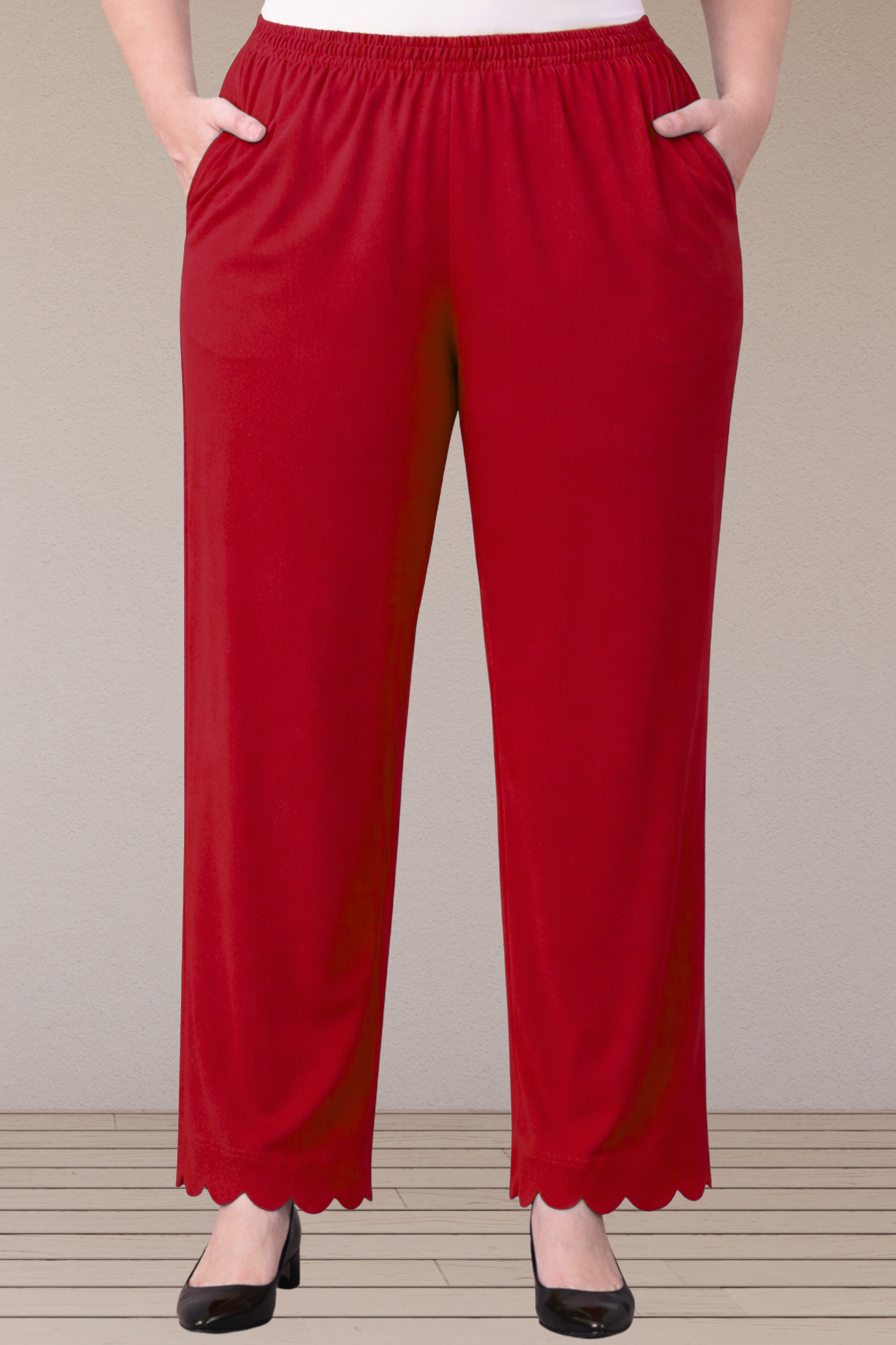 Maroon Scallop Cut Palazzo
