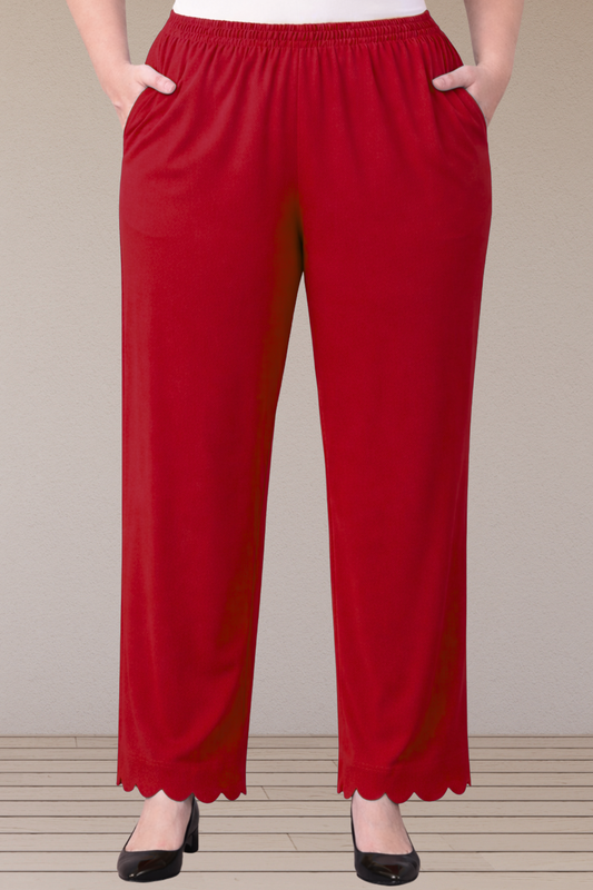 Maroon Scallop Cut Palazzo