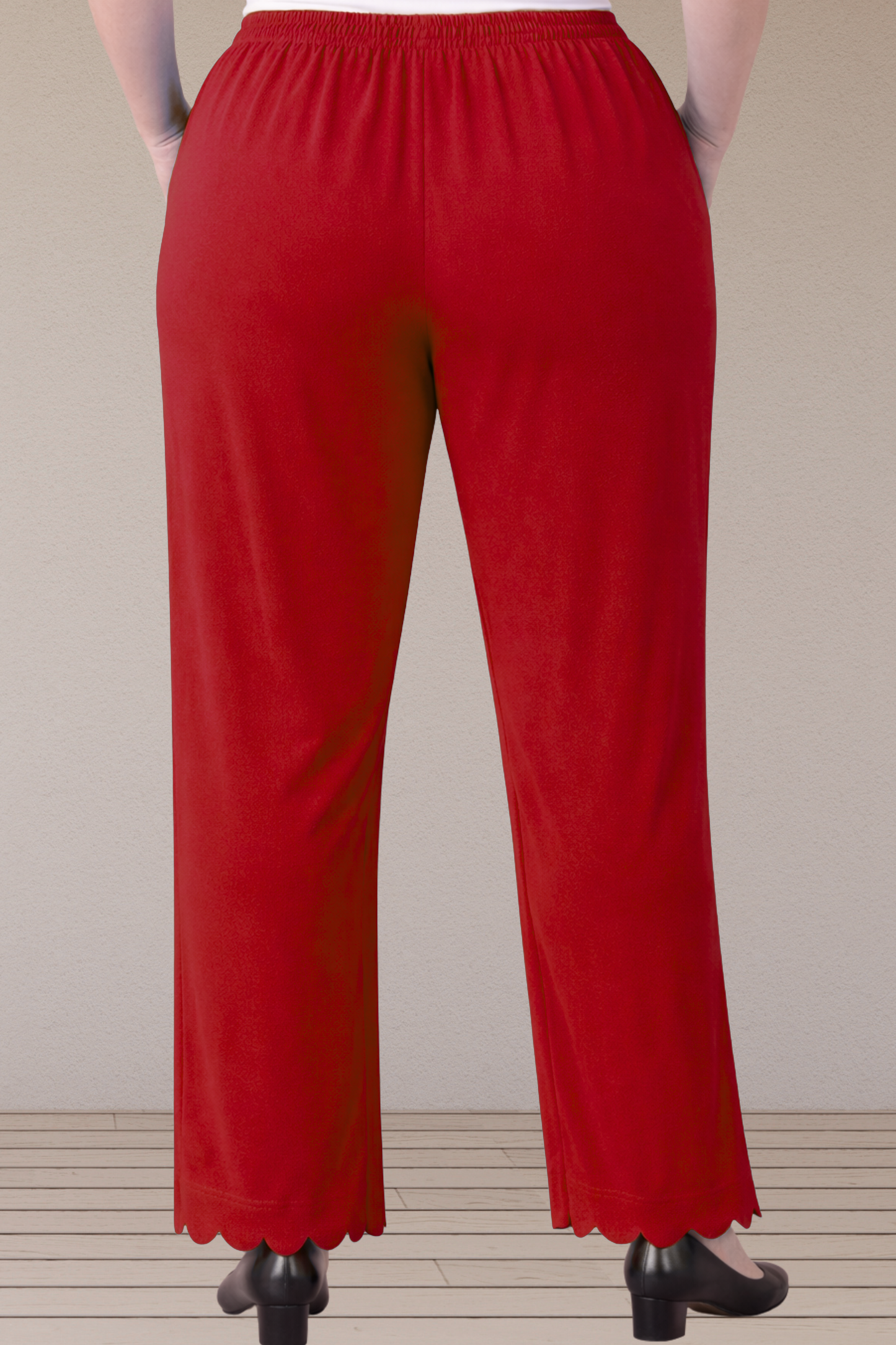 Maroon Scallop Cut Palazzo