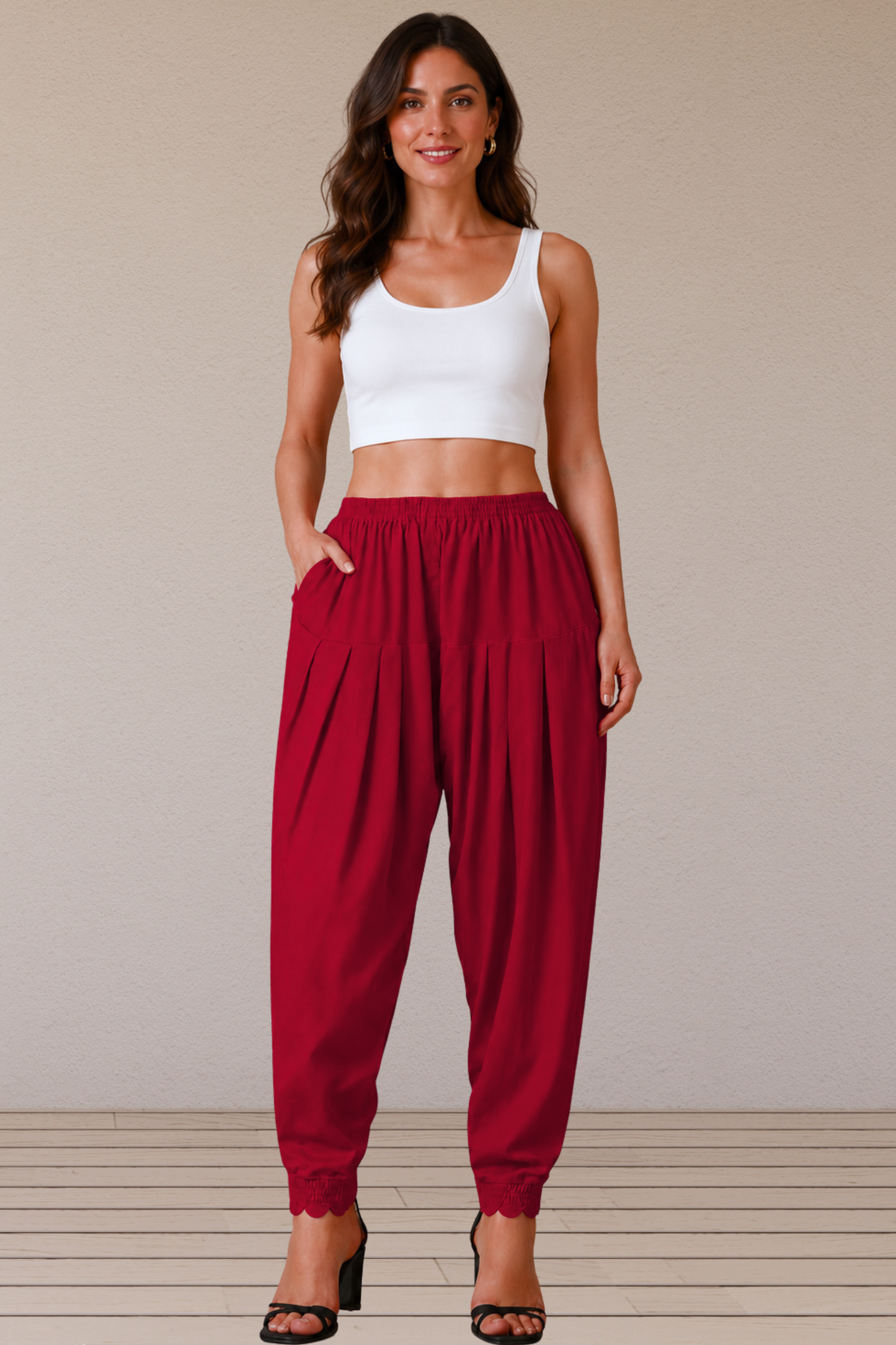 Maroon Scallop Cut Salwar