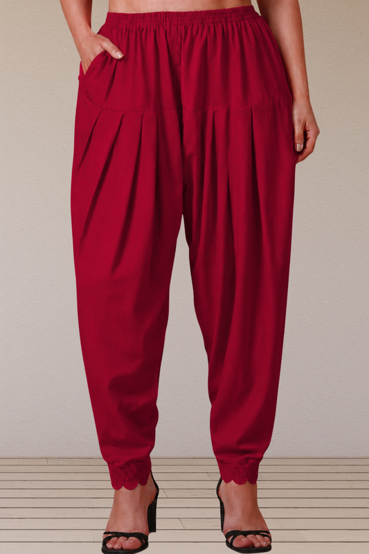 Maroon Scallop Cut Salwar