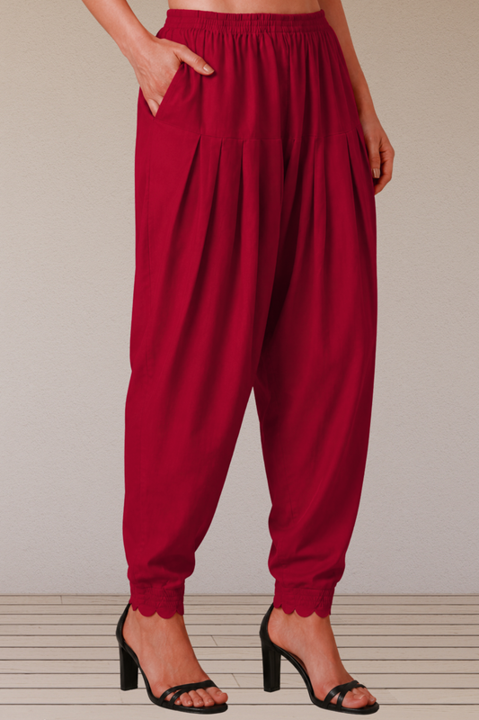Maroon Scallop Cut Salwar