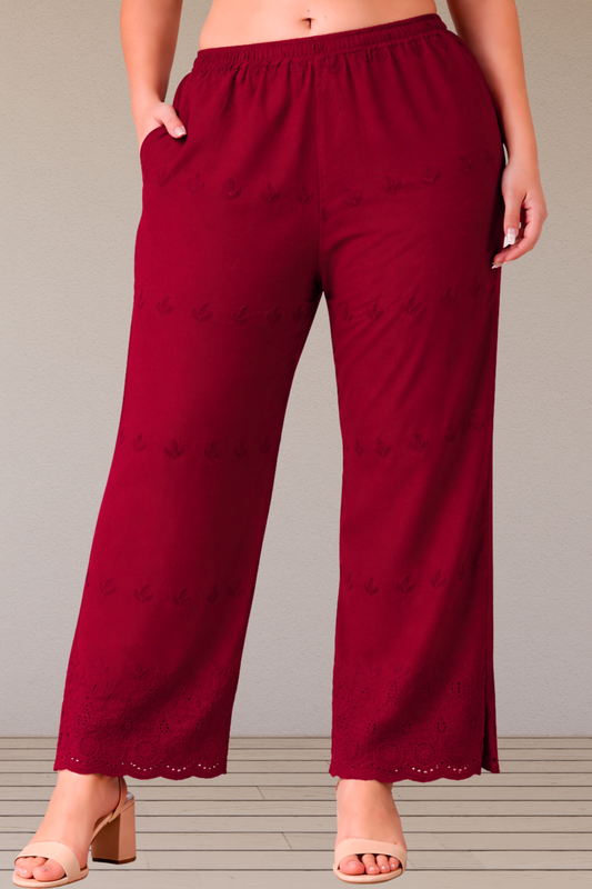 Maroon Schiffli Palazzo