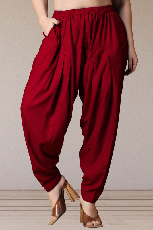 Maroon Straight Rayon Salwar Pants