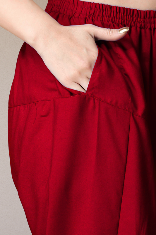 Maroon Straight Rayon Salwar Pants