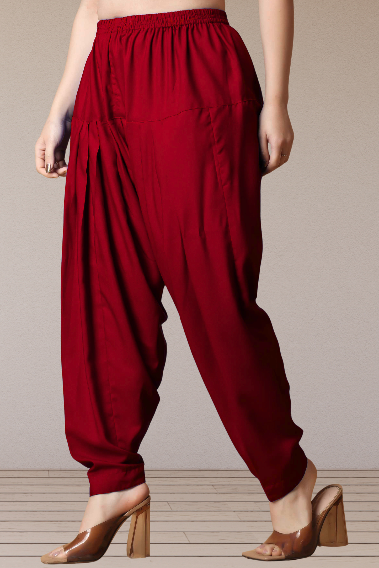 Maroon Straight Rayon Salwar Pants