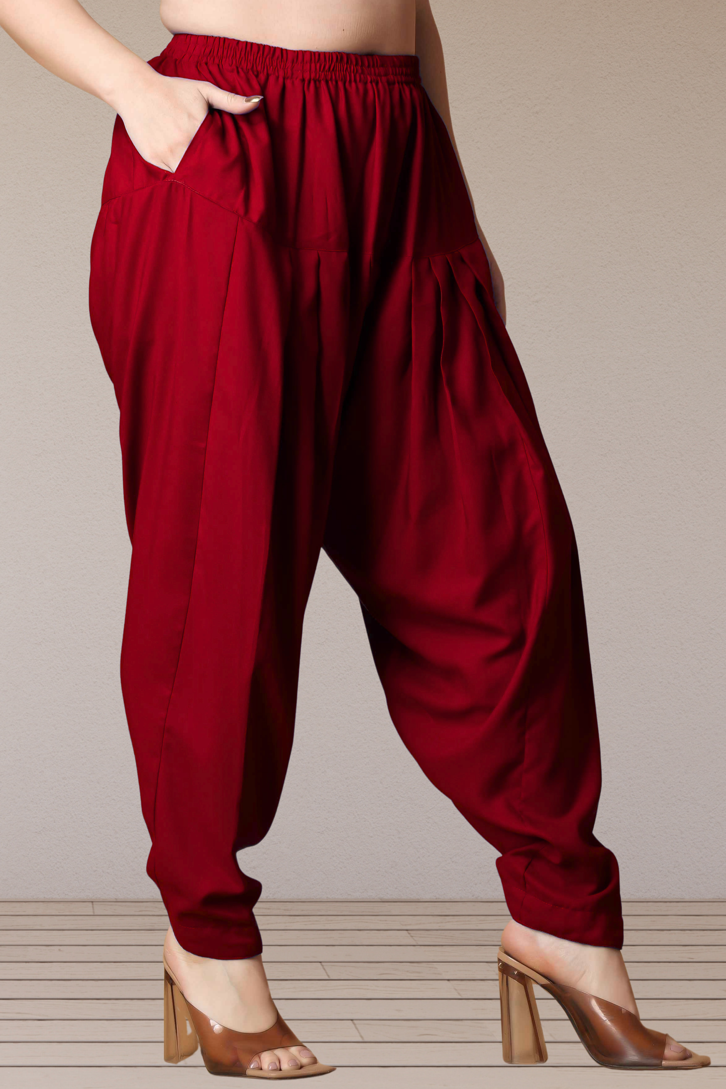 Maroon Straight Rayon Salwar Pants