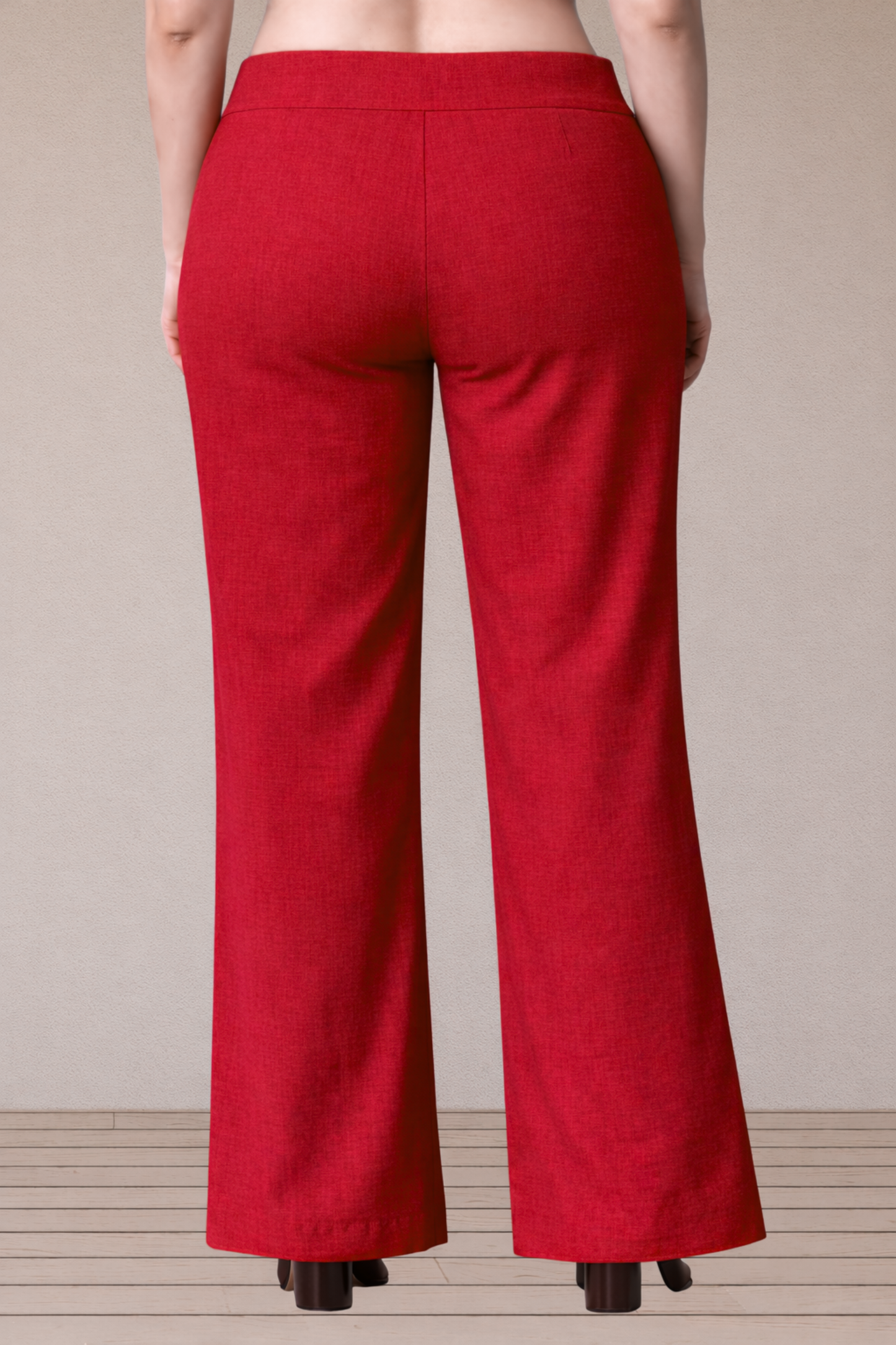 Red Wide Leg Slub Pants