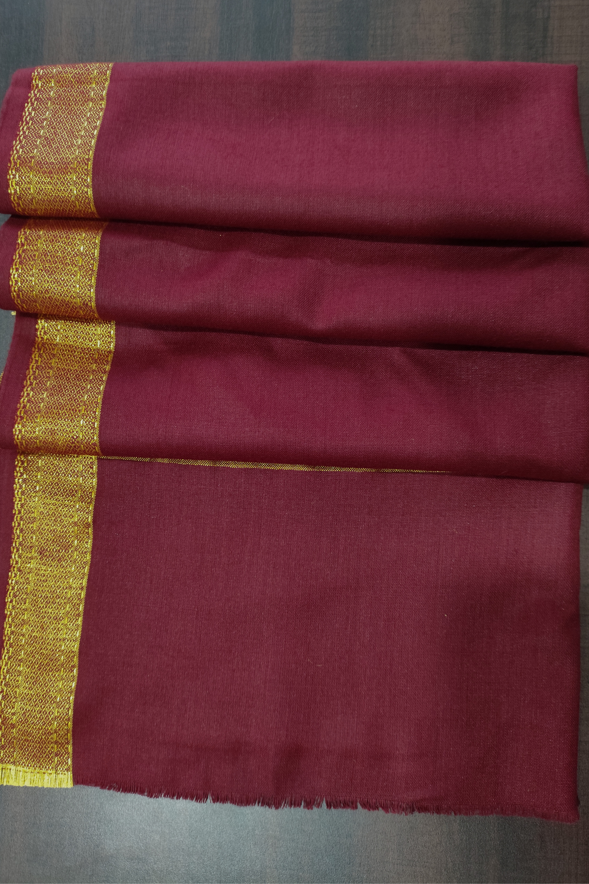 Maroon Bordered Woollen Shawl