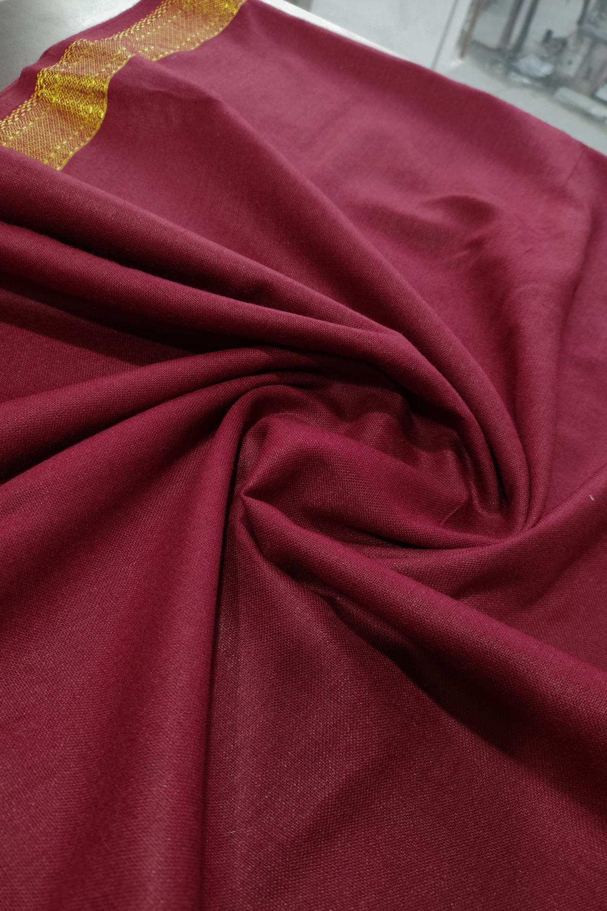 Maroon Bordered Woollen Shawl