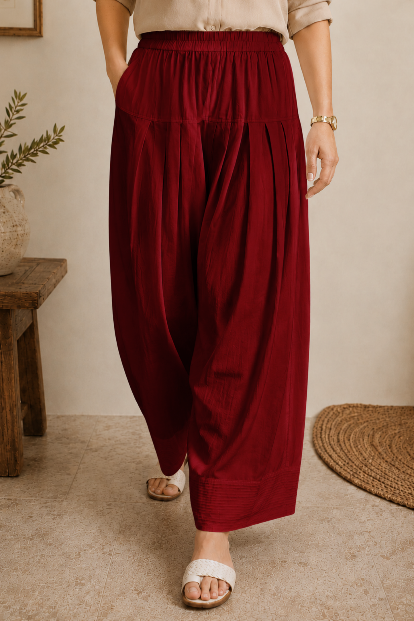 Maroon Cotton Farshi Salwar