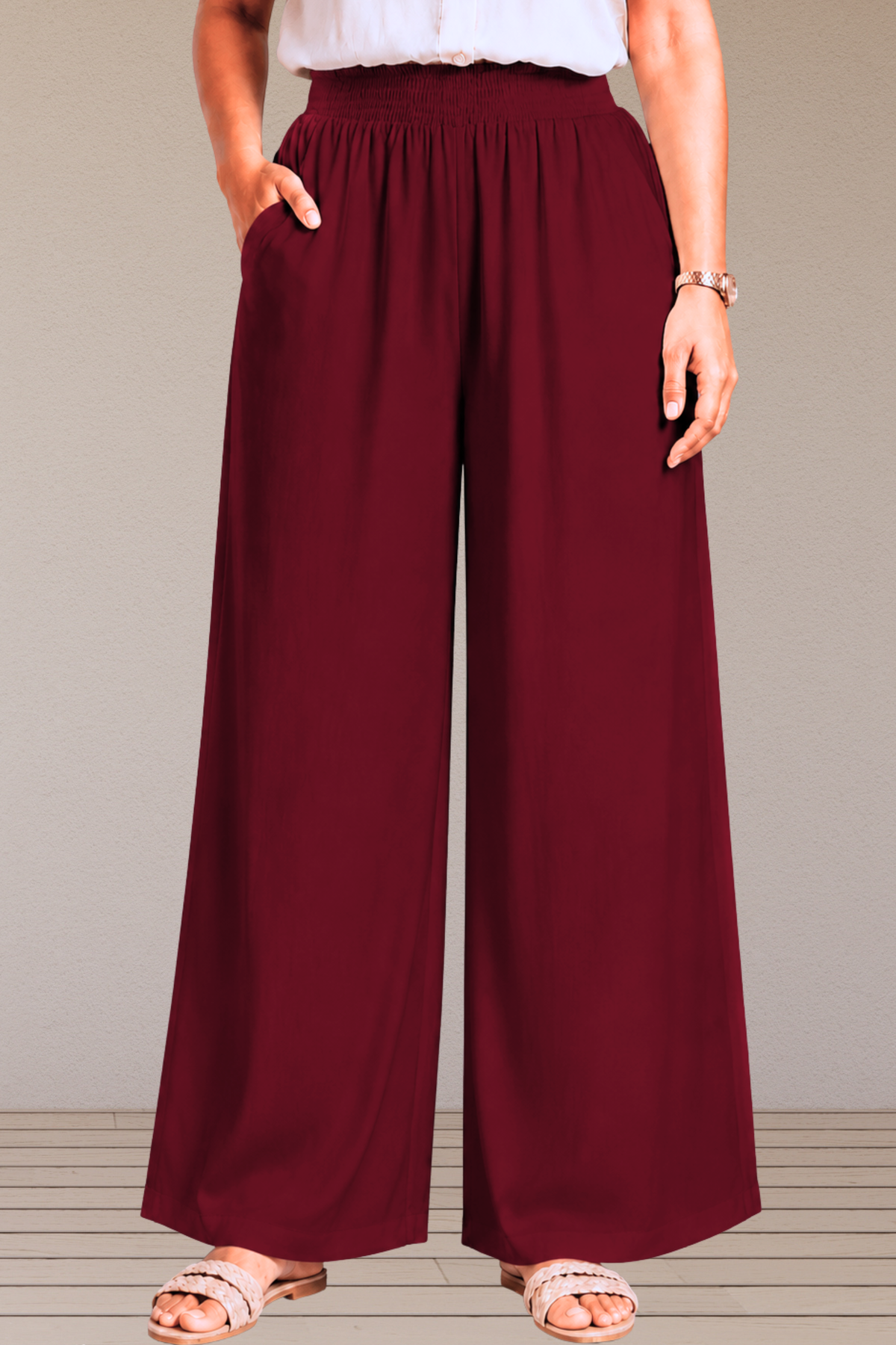 Maroon Flared Palazzo Pant
