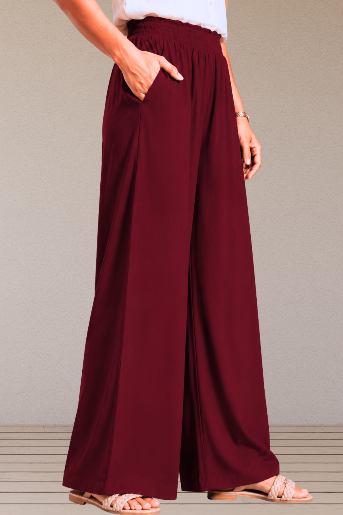 Maroon Flared Palazzo Pant