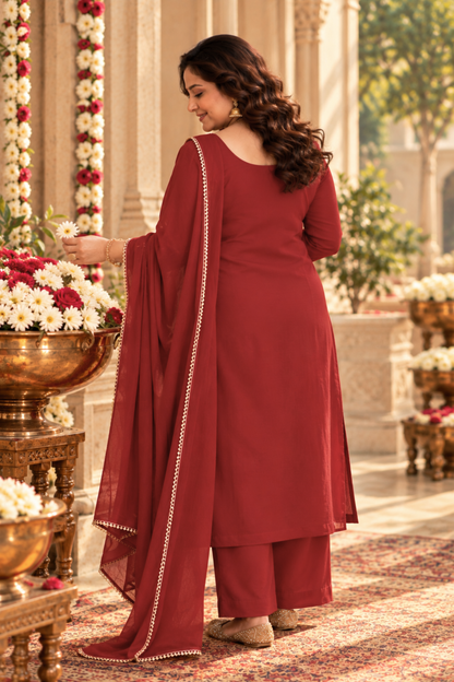 Maroon Magic Organza Suit Set