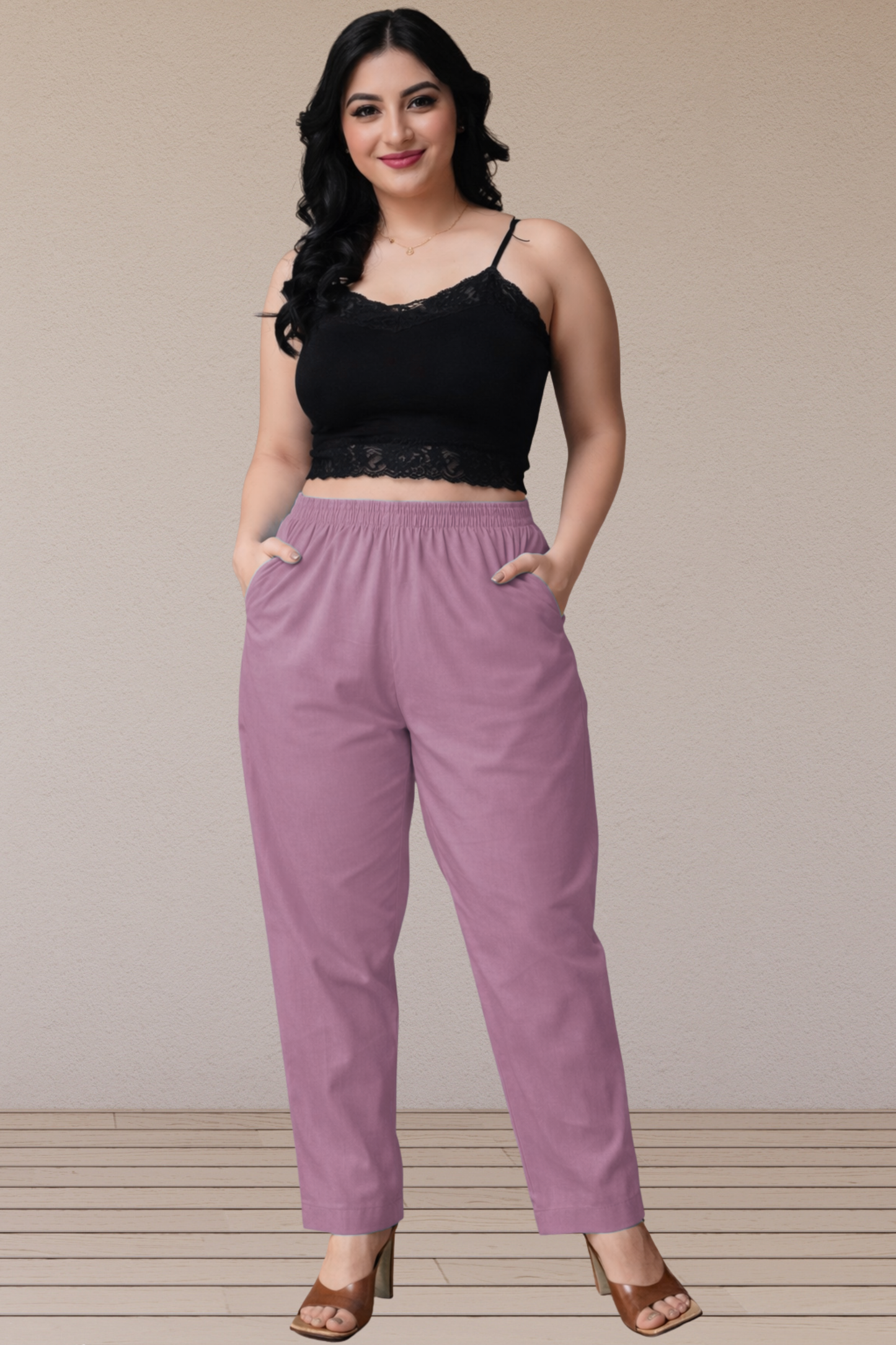 Mauve Cotton Kurti Pant