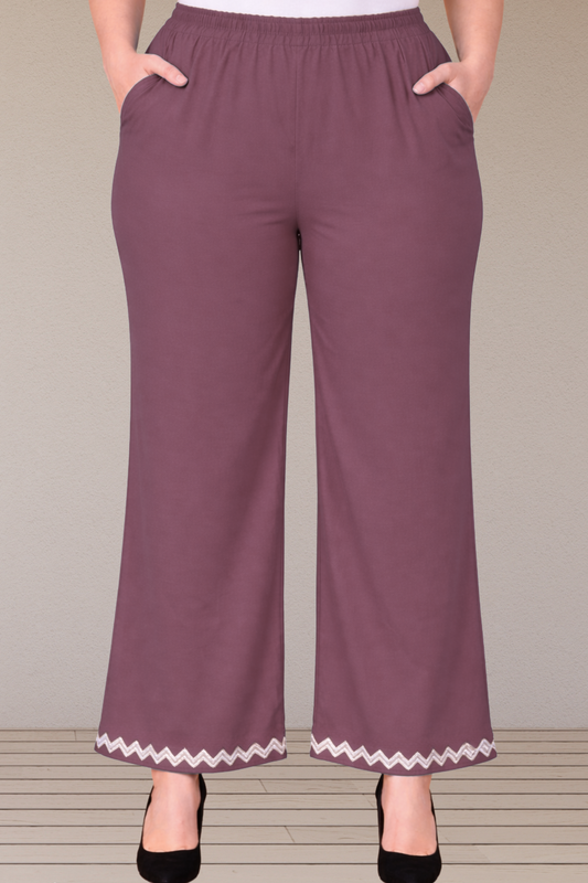 Mauve Embellished Cotton Palazzo