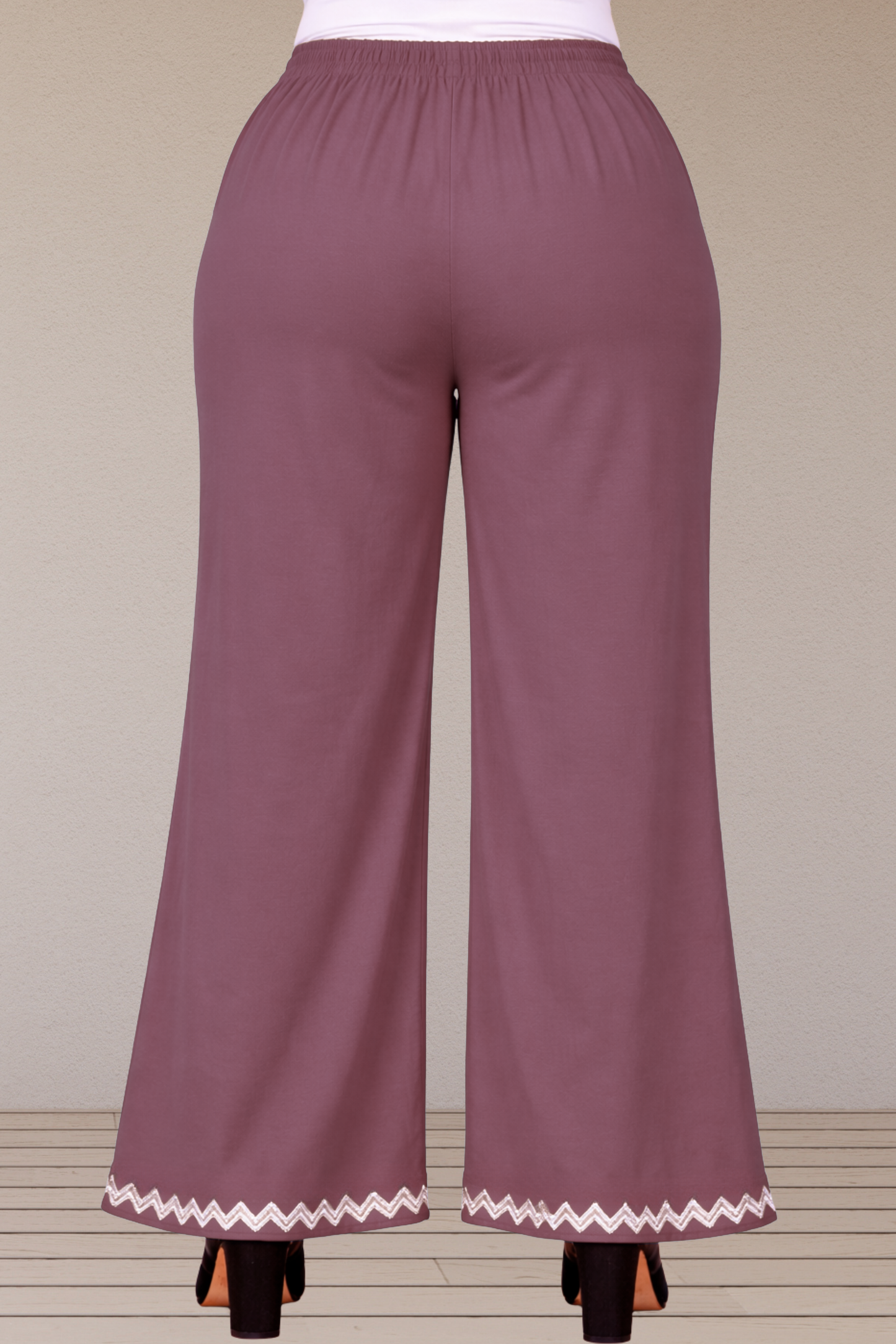 Mauve Embellished Cotton Palazzo