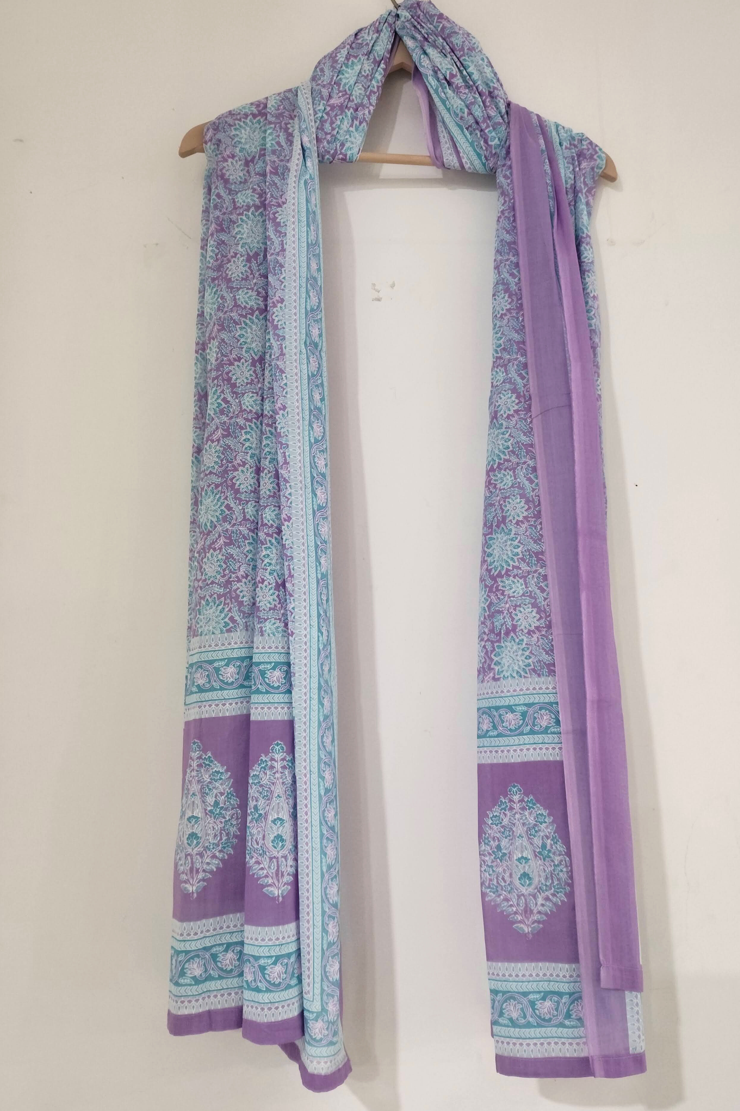 Mauve Floral Cotton Dupatta