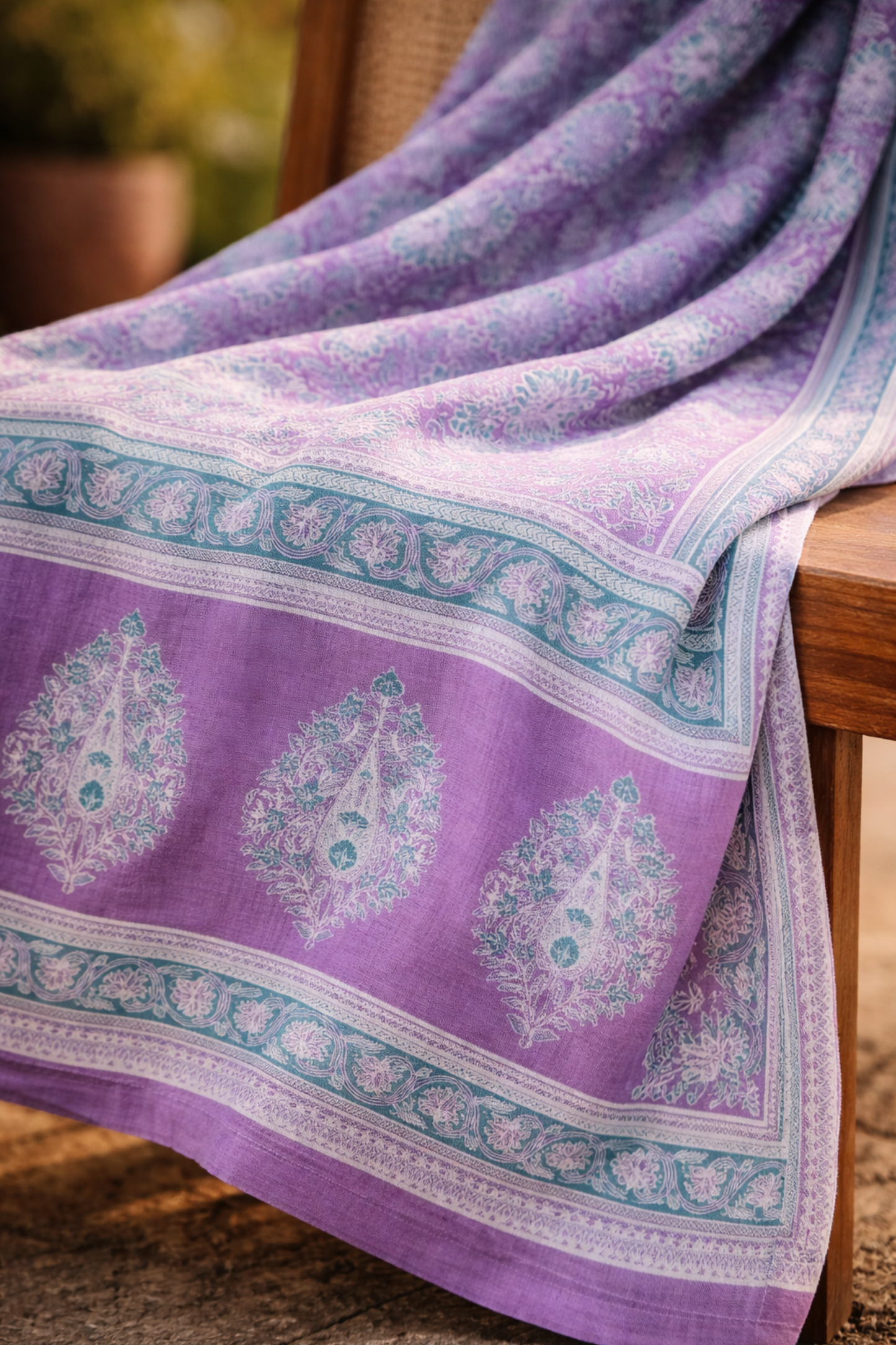 Mauve Floral Cotton Dupatta