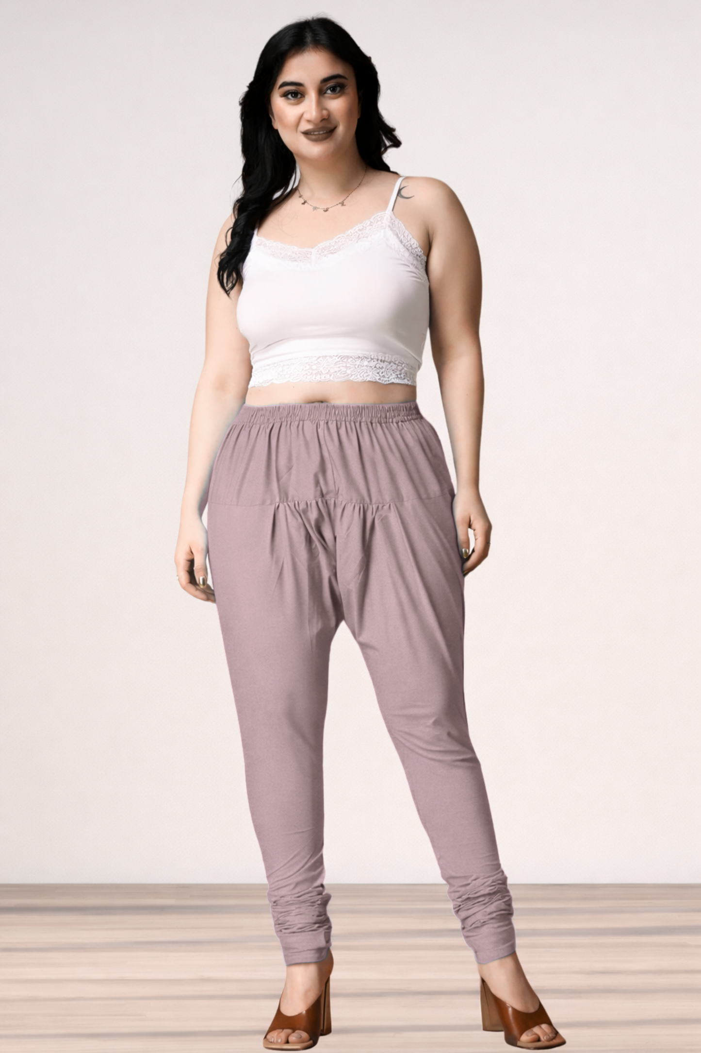 Mauve Rayon Churidar Pants