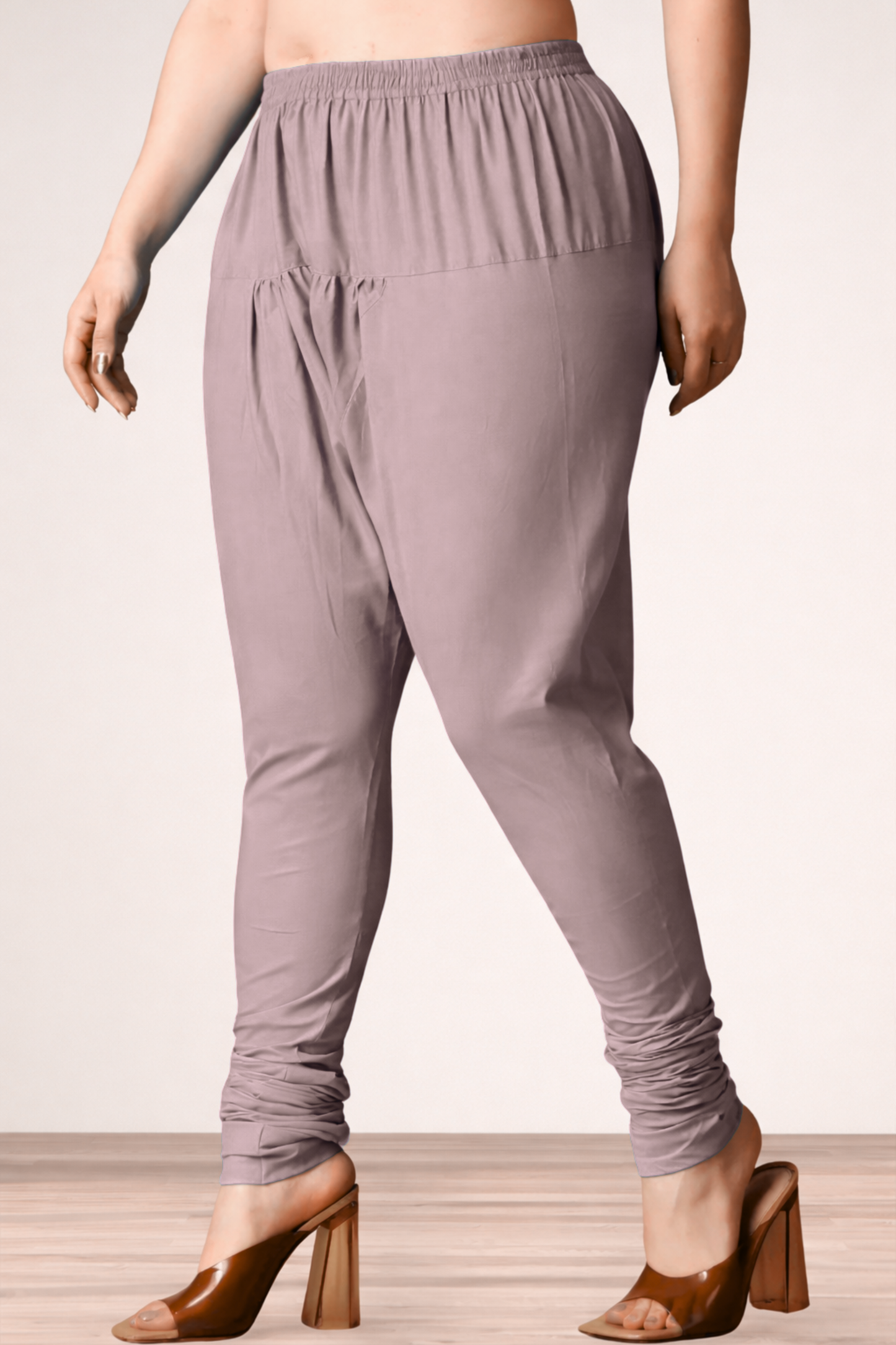 Mauve Rayon Churidar Pants